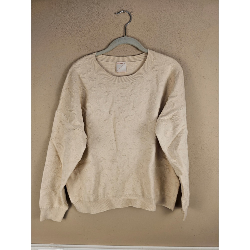 Kerisma Womens Cream Angora Blend Pullover Sweater Small